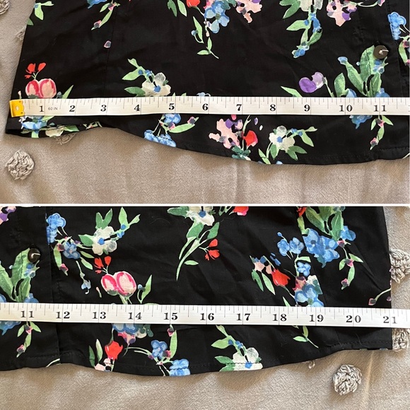 Anthropologie | Maeve Aveiro Flutter-Sleeved Button-down. Black with flowers. - Picture 11 of 13